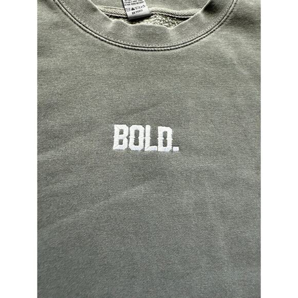 BOLD Gray Sweatshirt Crewneck, Men's size Large, Embroidered - Picture 2 of 5